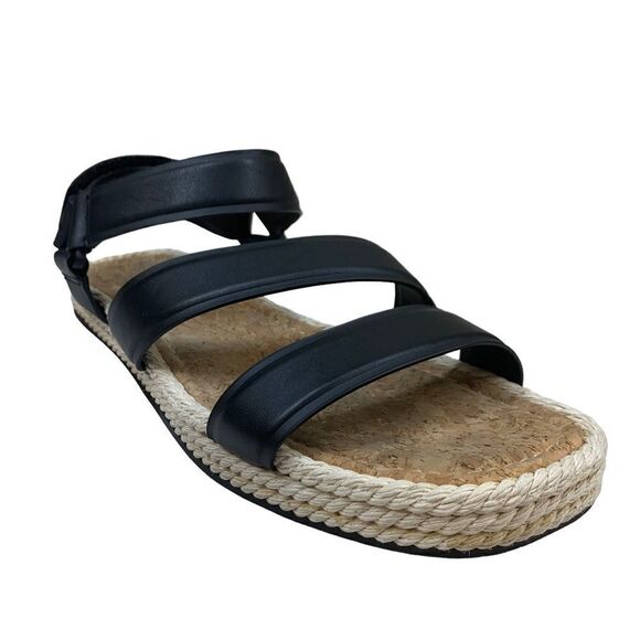 Vince Shoes - Vince Elian Black Leather Strappy Espadrilles Sandals 10 Sport Platforms